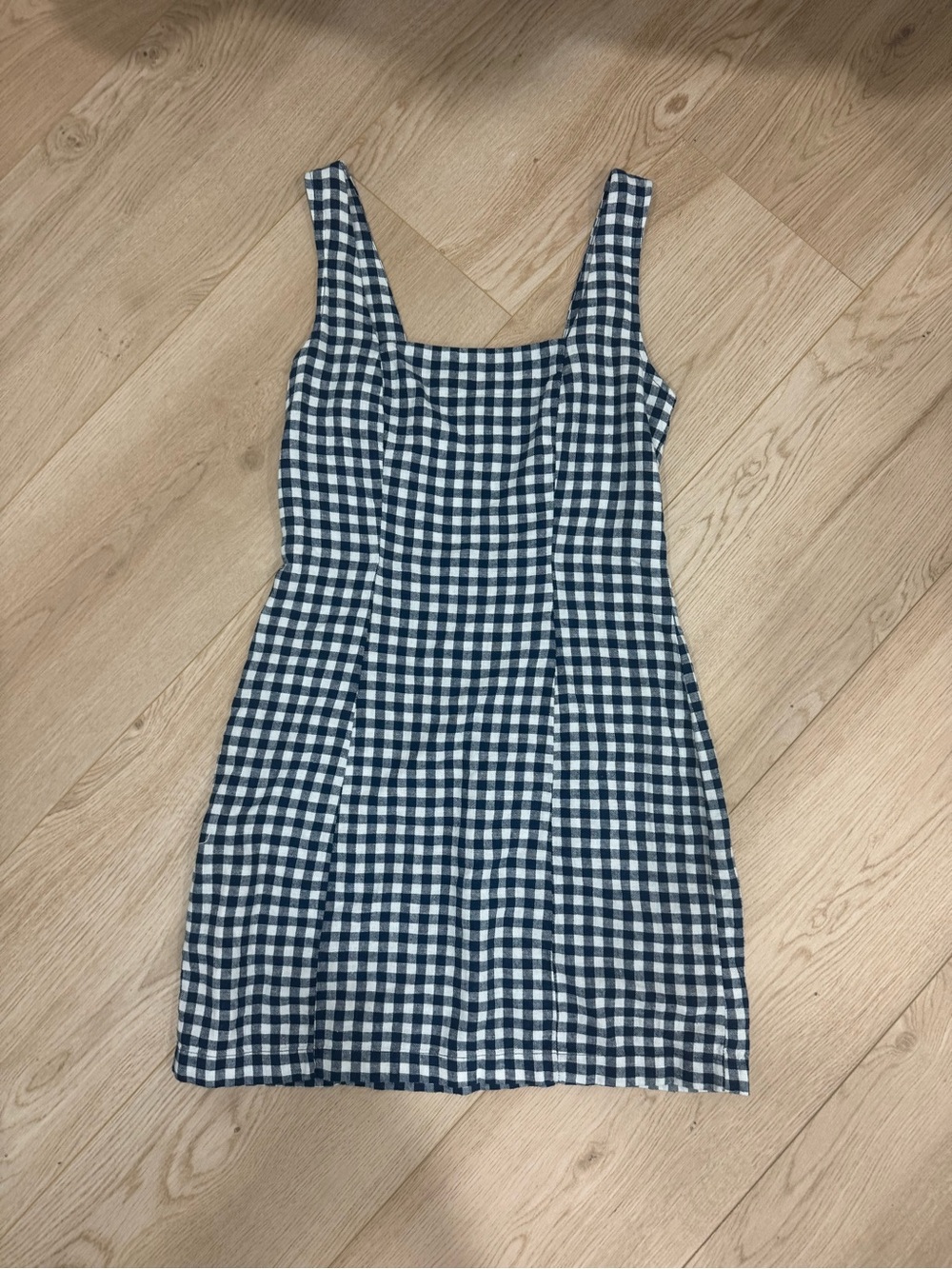 Old Navy Navy & White Gingham Square Neck Mini Dress